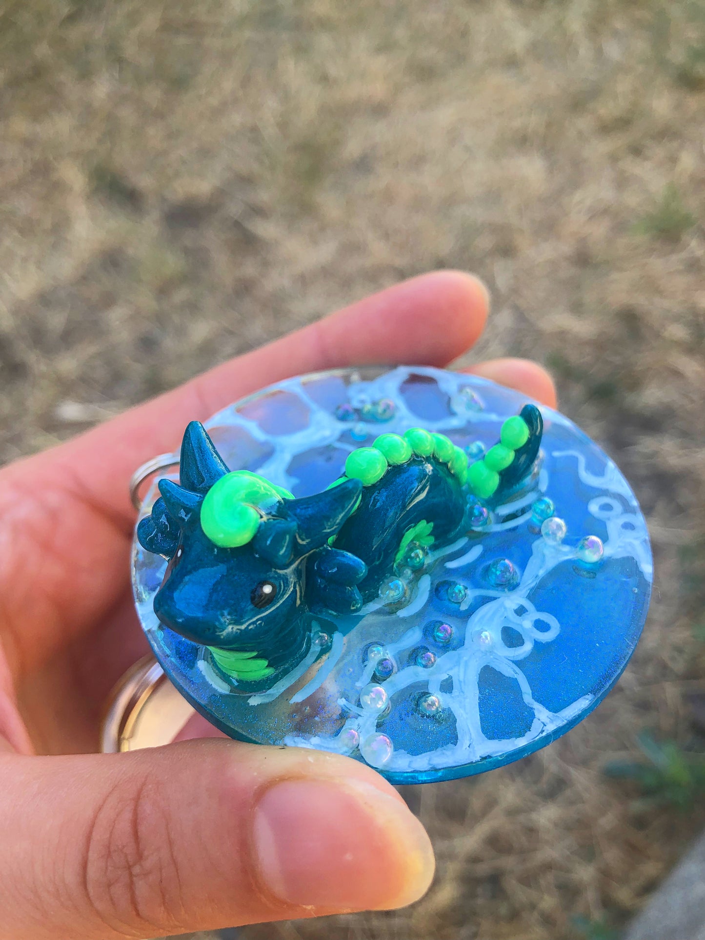 Sea dragon polymer clay resin keychain art