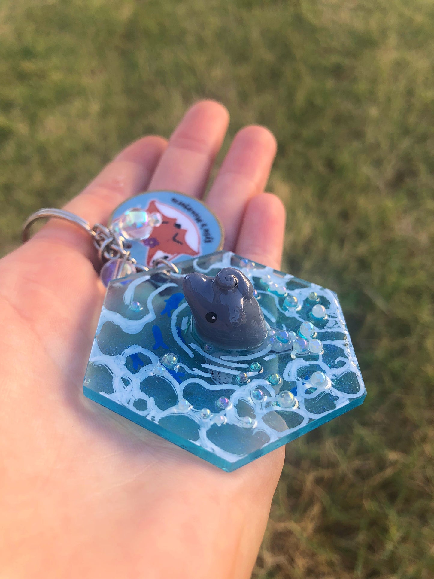 Dolphin polymer clay resin keychain art