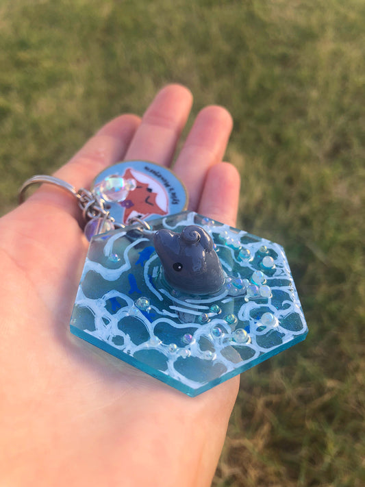 Dolphin polymer clay resin keychain art