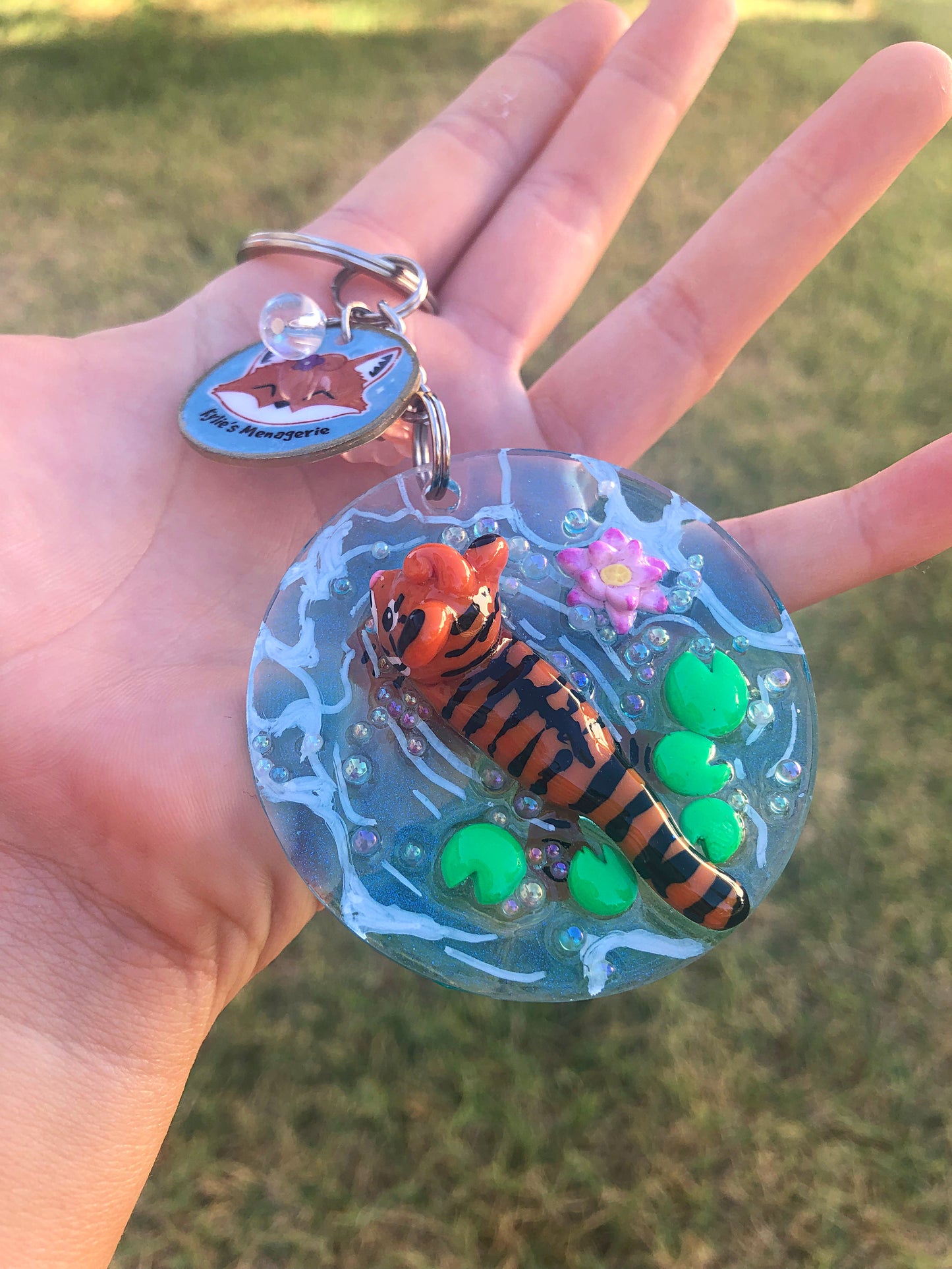 Tiger polymer clay resin keychain art