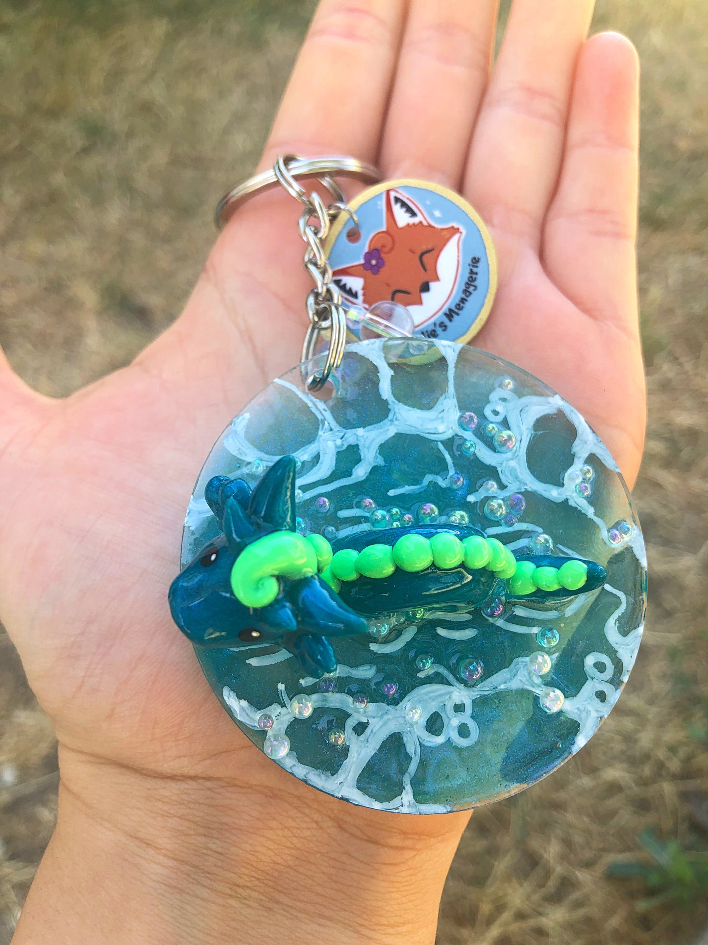 Sea dragon polymer clay resin keychain art