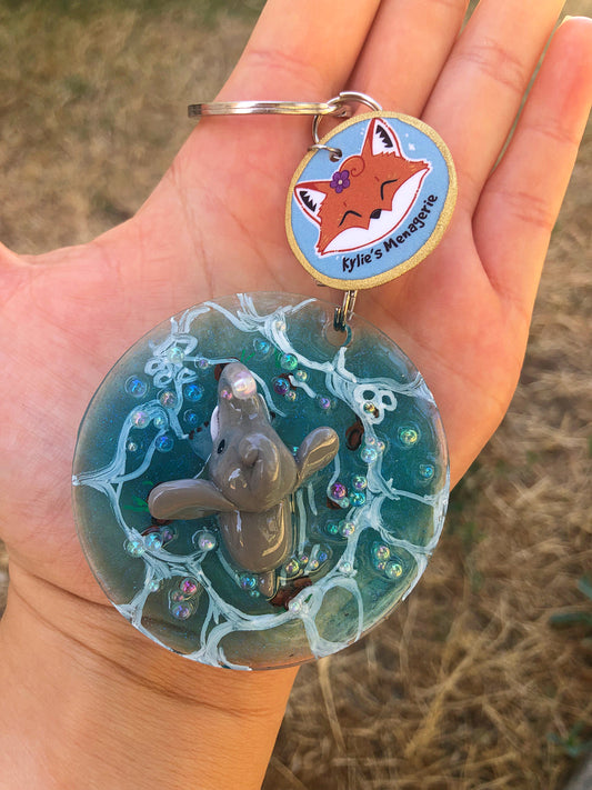 Elephant polymer clay resin keychain art