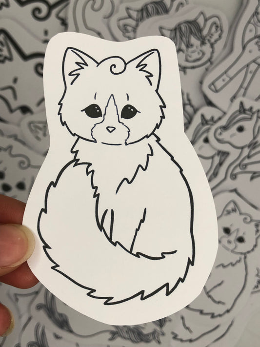 Fluffy cat coloring sticker