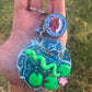 Green snake polymer clay resin keychain art