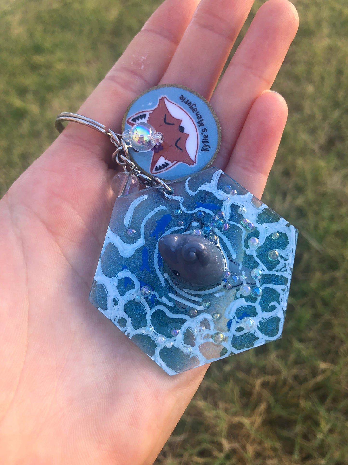 Dolphin polymer clay resin keychain art