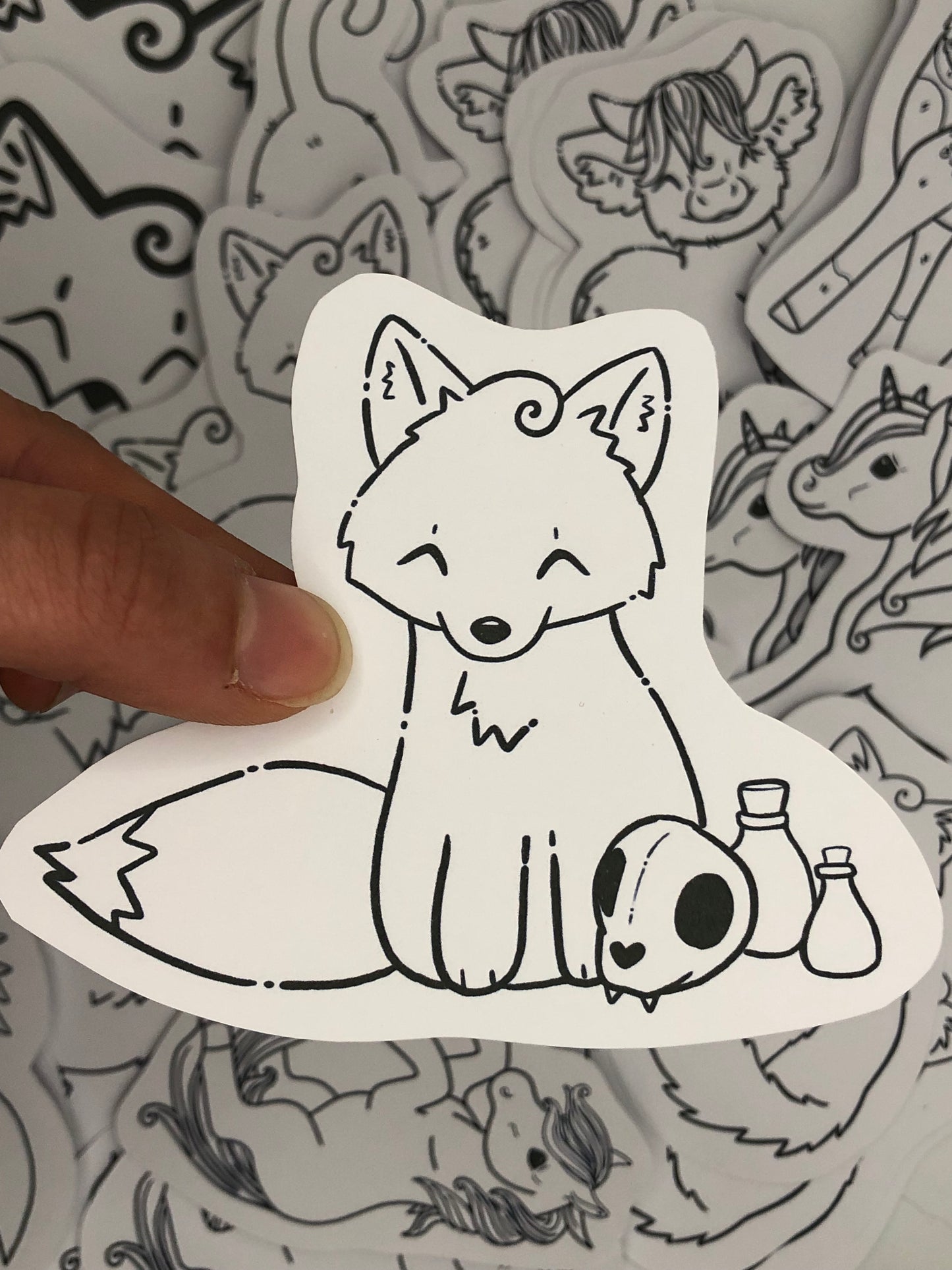 Witchy fox coloring sticker